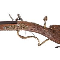 Contemporary Flintlock Jaeger with Ornately Carved and Fluted Stock