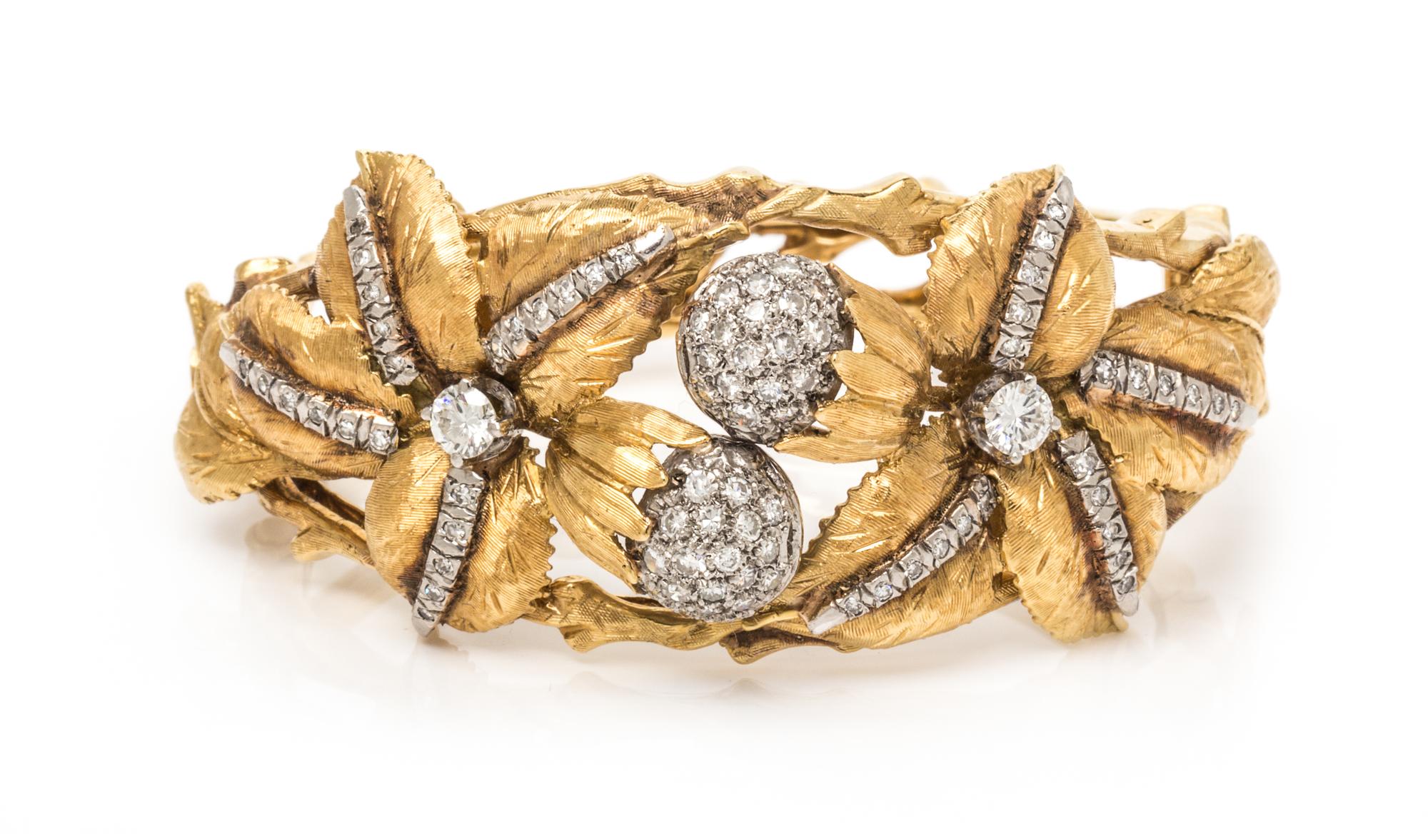 An 18 Karat Yellow Gold and Diamond Bangle Bracelet, Van Gogh, 41.00 dwts.