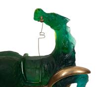 A Daum Pâte de Verre and Bronze Sculpture, Debris d'une automobile donnant naissance a un cheval aveugle mordant un telephone