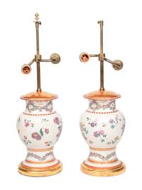 A Pair of Samson Porcelain Vases Mounted as Table Lamps