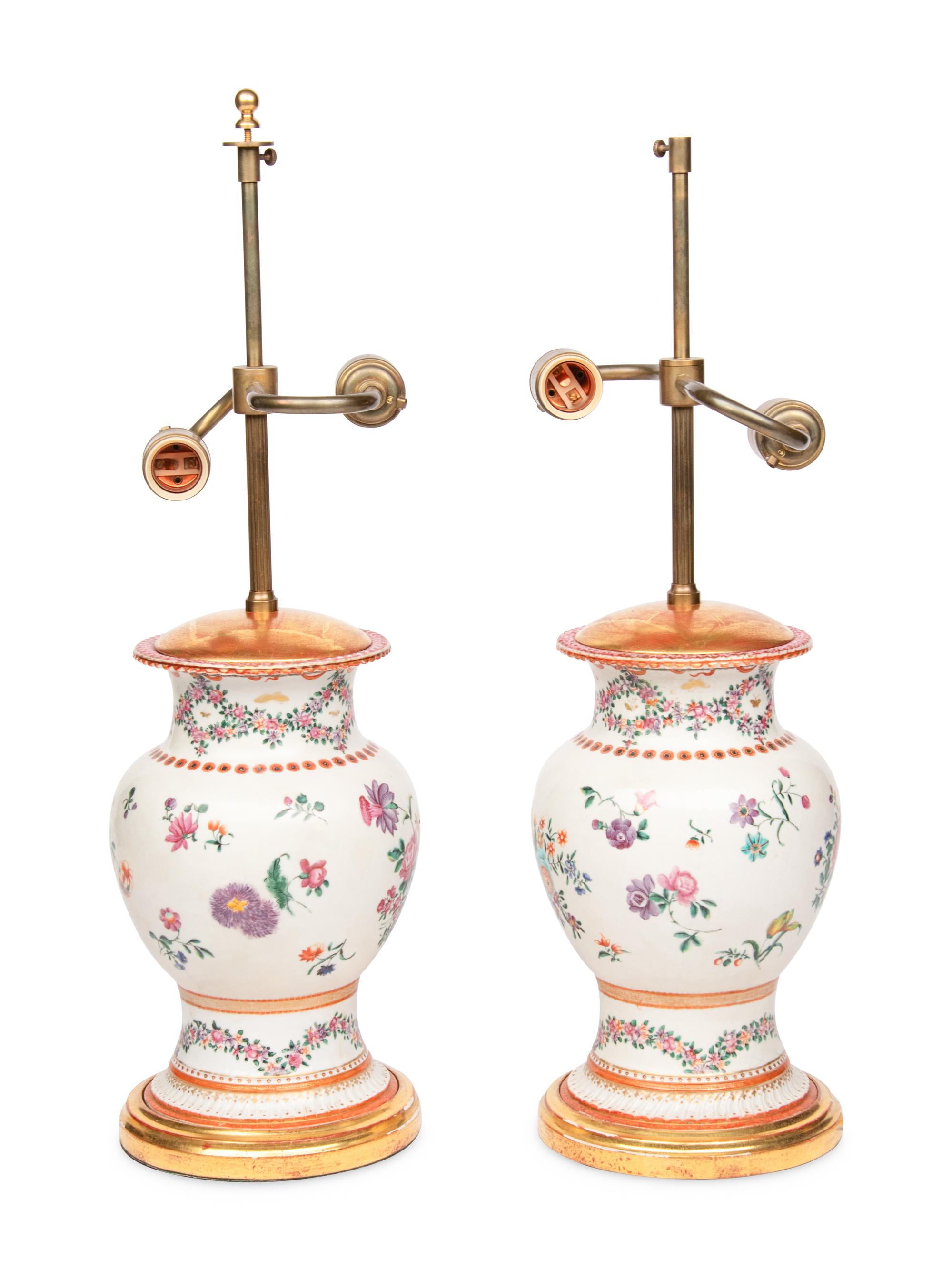 A Pair of Samson Porcelain Vases Mounted as Table Lamps