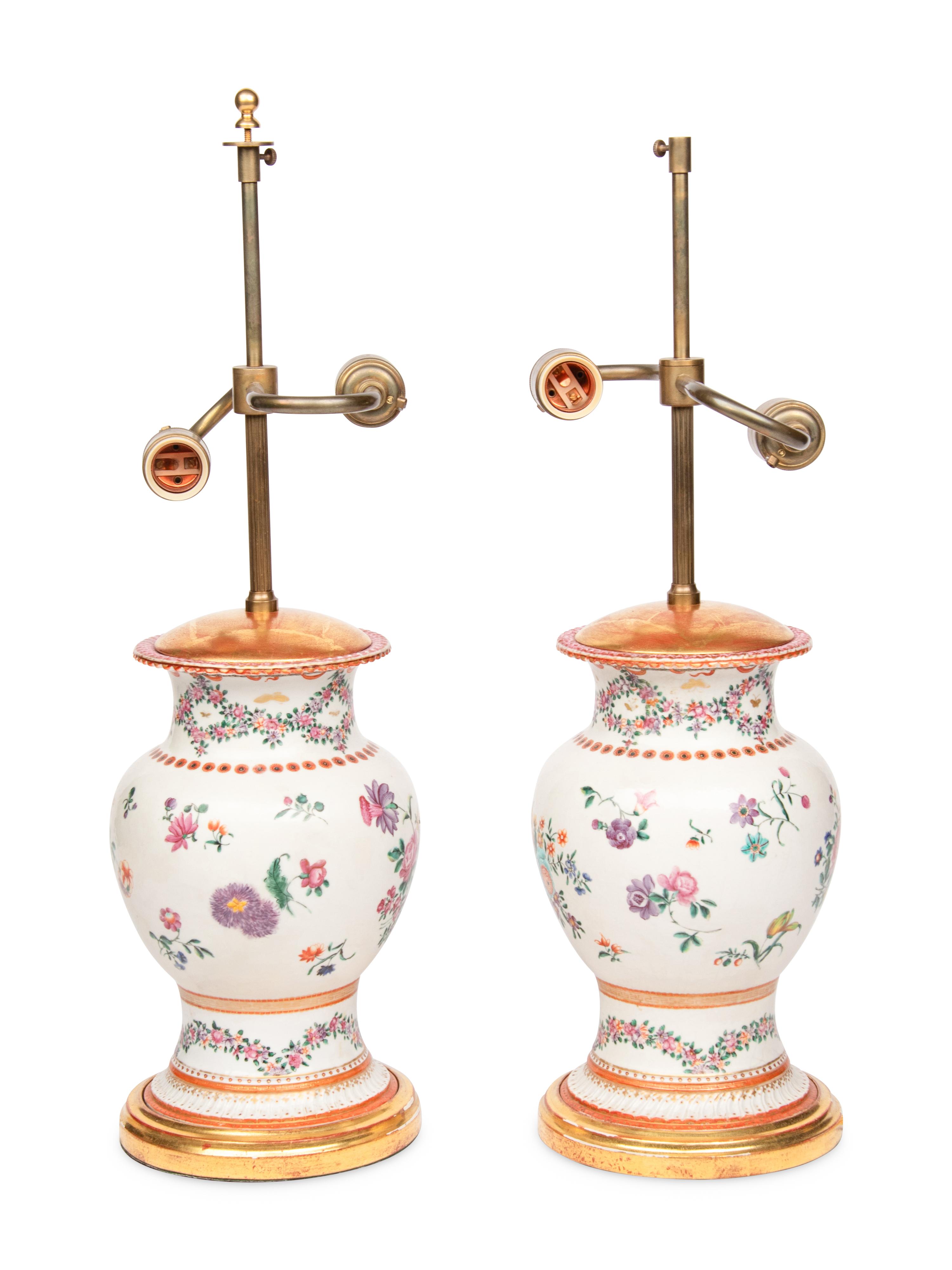 A Pair of Samson Porcelain Vases Mounted as Table Lamps
