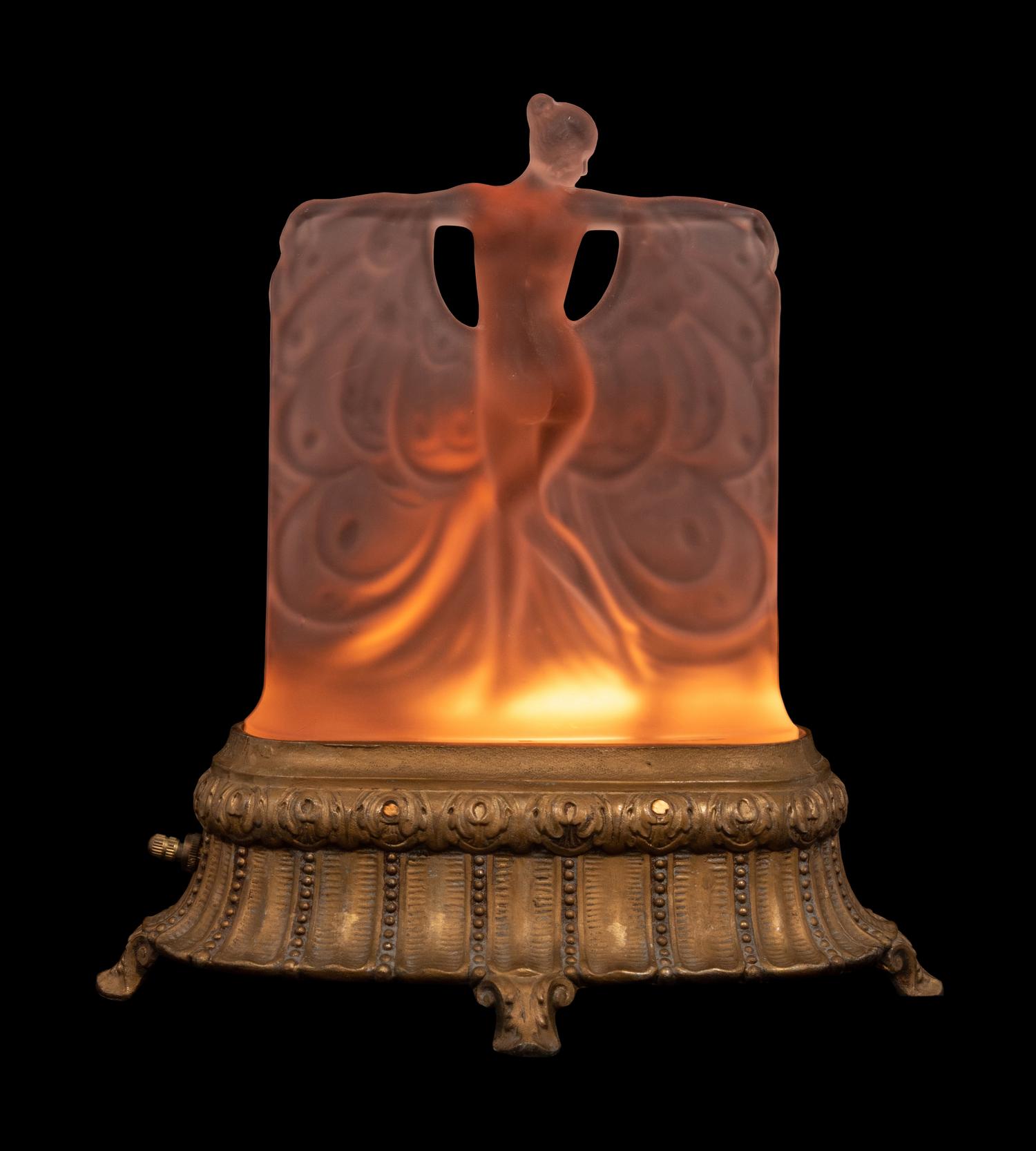 A McKee Frosted Glass Danse de Lumiere Lamp