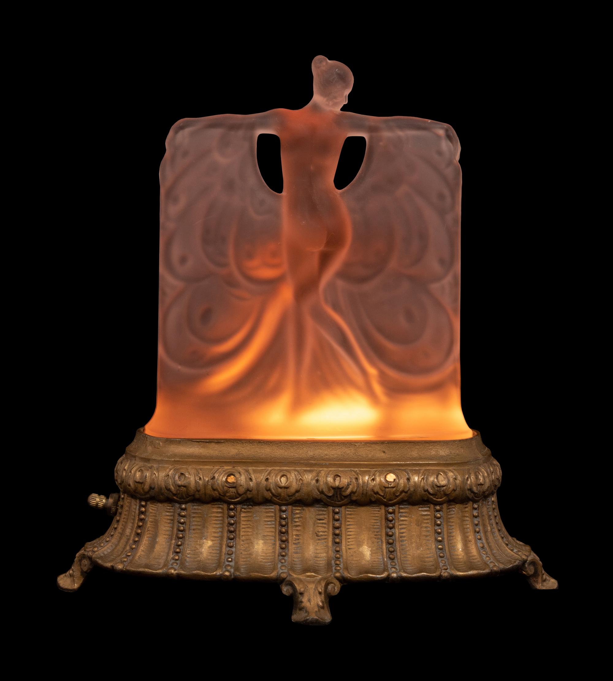 A McKee Frosted Glass Danse de Lumiere Lamp