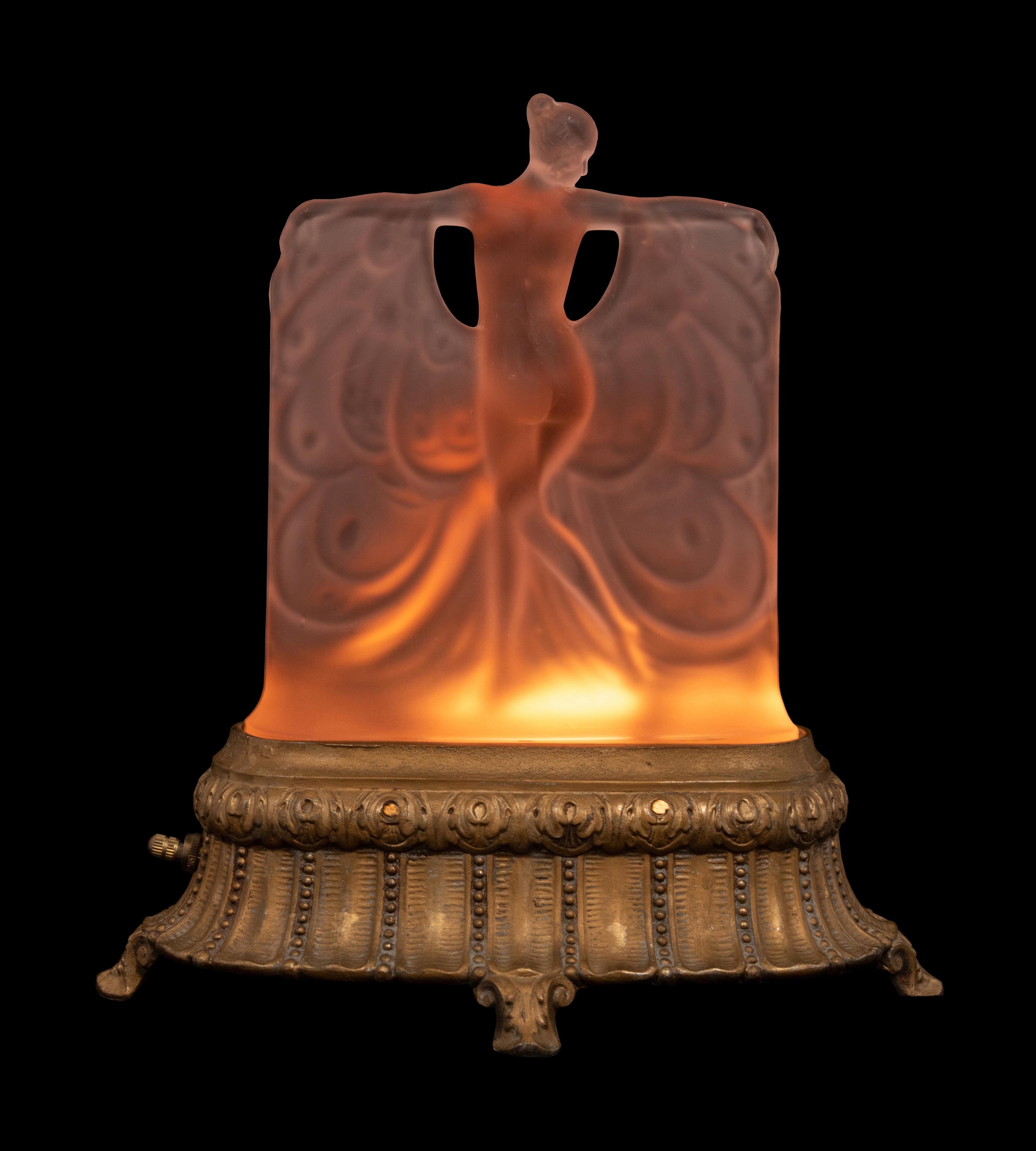 A McKee Frosted Glass Danse de Lumiere Lamp