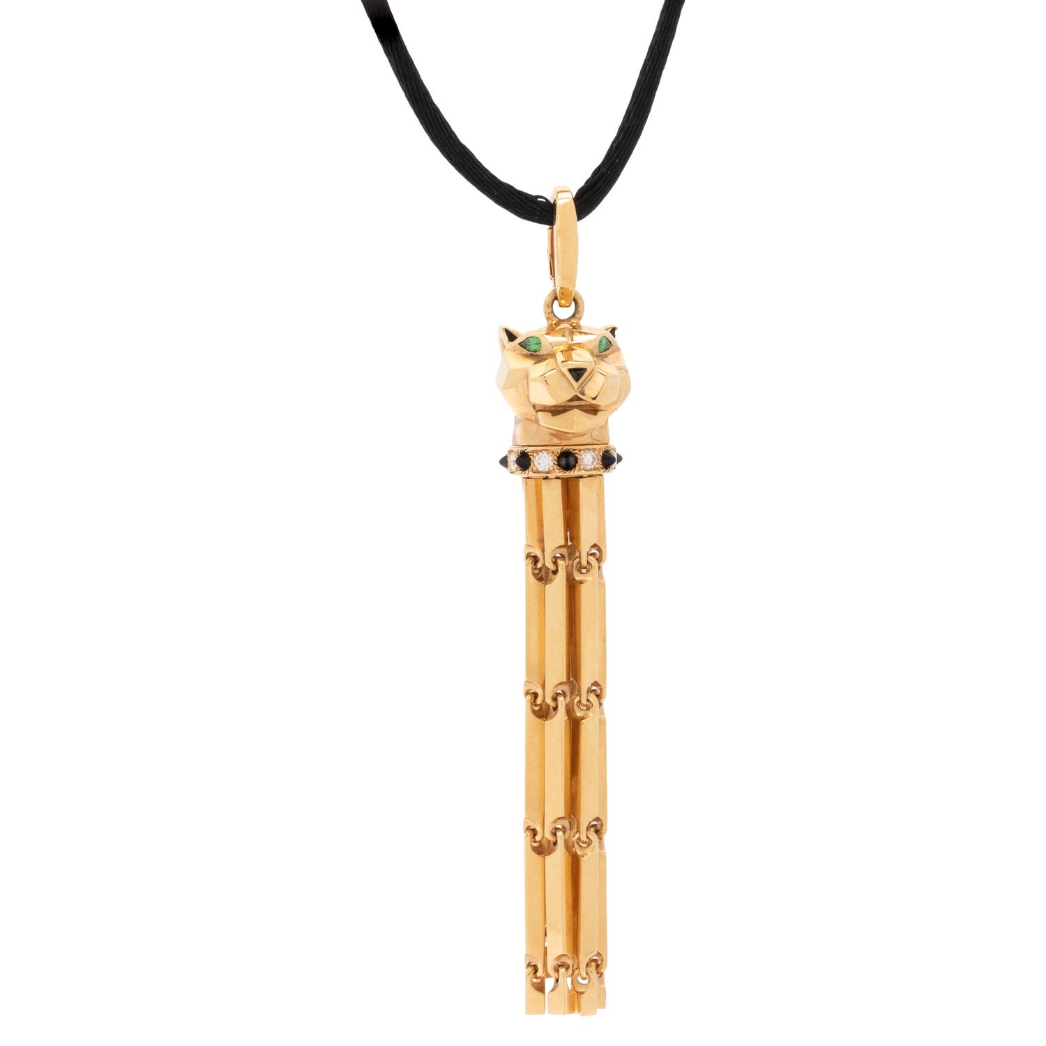 CARTIER, DIAMOND, ONYX, AND TSAVORITE GARNET 'PANTHÈRE DE CARTIER' NECKLACE
