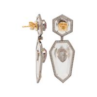 ROCK CRYSTAL, RUBY AND DIAMOND EARRINGS