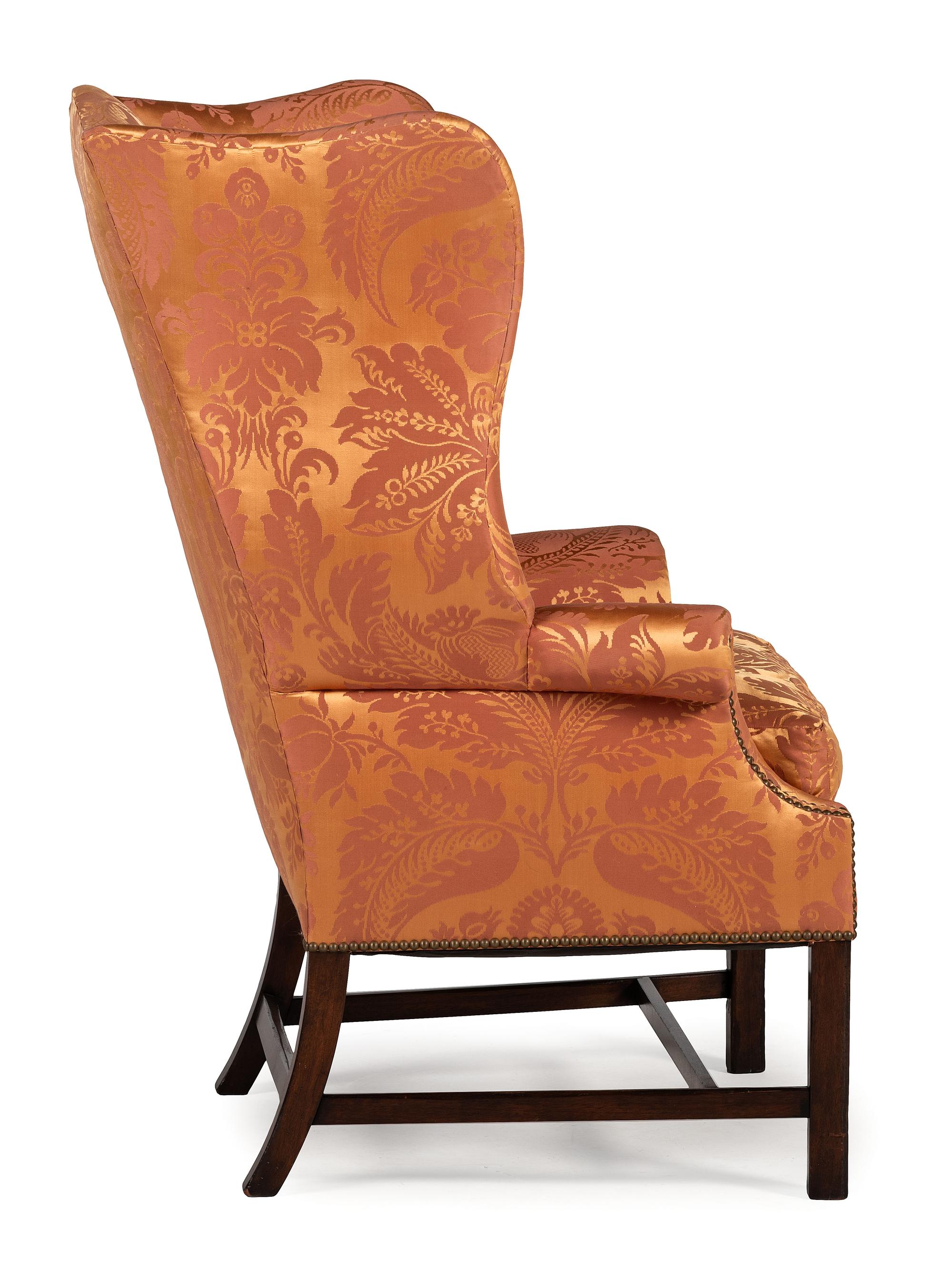 A George III Style Scalamandré-Upholstered Wingback Armchair