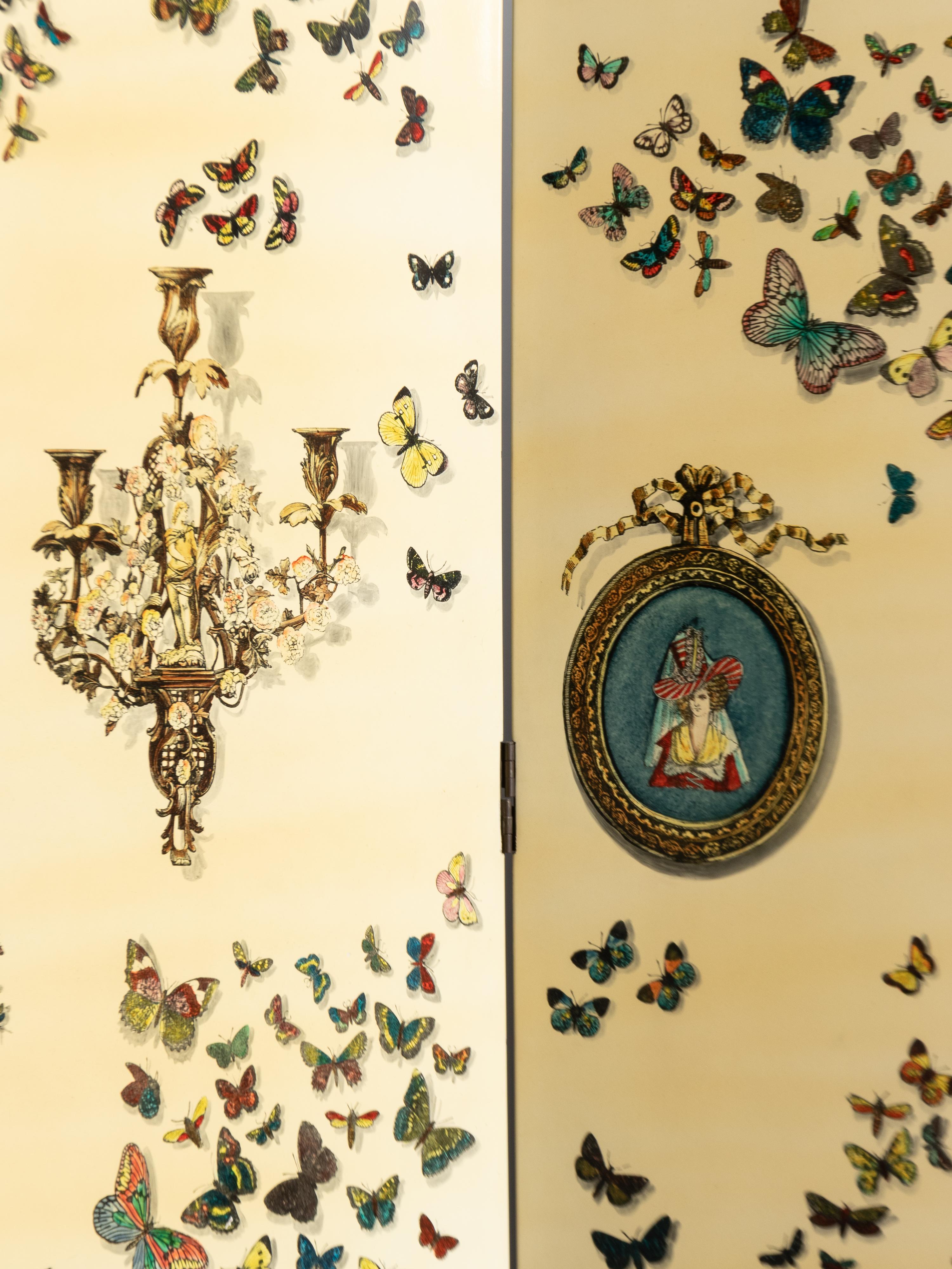 'Città di Carte' / 'Farfalle' Folding Screen, c. 1960 Fornasetti Milano, Italy