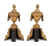 A Pair of Louis XVI Style Gilt Bronze Chenets
