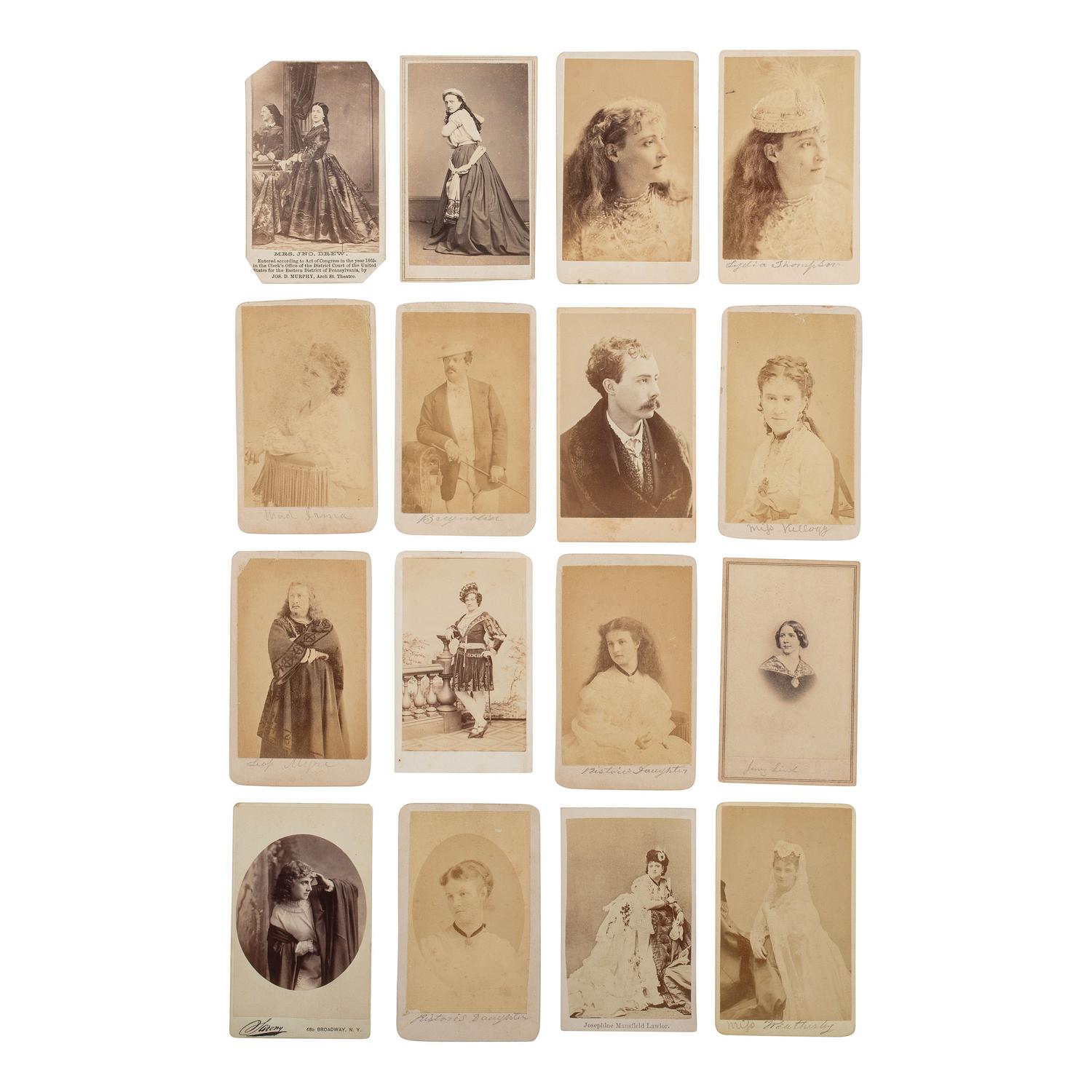 [Early Photography] Group of 56 Carte de Visites and Cabinet cards of 19th Century Performers incl. Lind, Mitchell, Keene