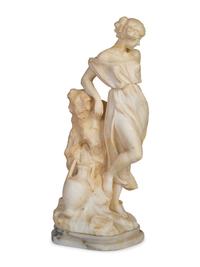 An Italian Carved Alabaster Figure of a Robed Maiden