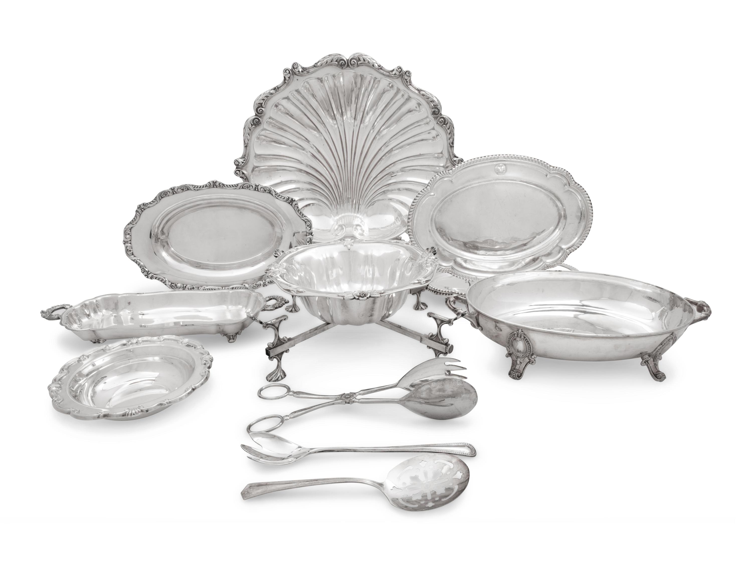 A Large Collection of Silver-Plate Serving and Table Articles