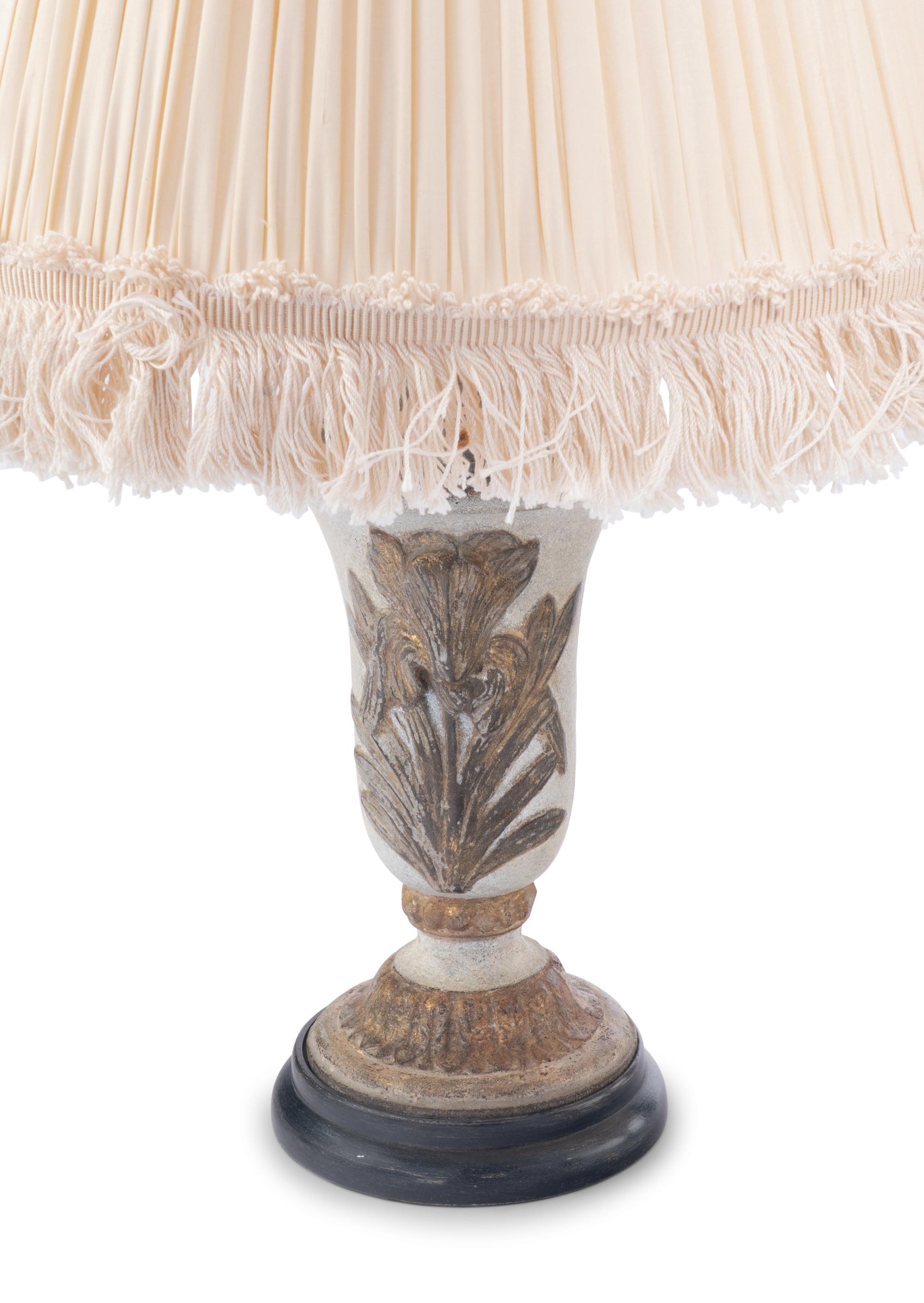 A Pair of Painted and Parcel-Gilt Cast Metal Table Lamps