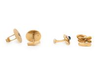 TWO PAIRS OF BICOLOR GOLD CUFFLINKS WITH DIAMONDS AND GEMSTONES
