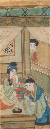 A Set of Three Chinese Silk Paintings