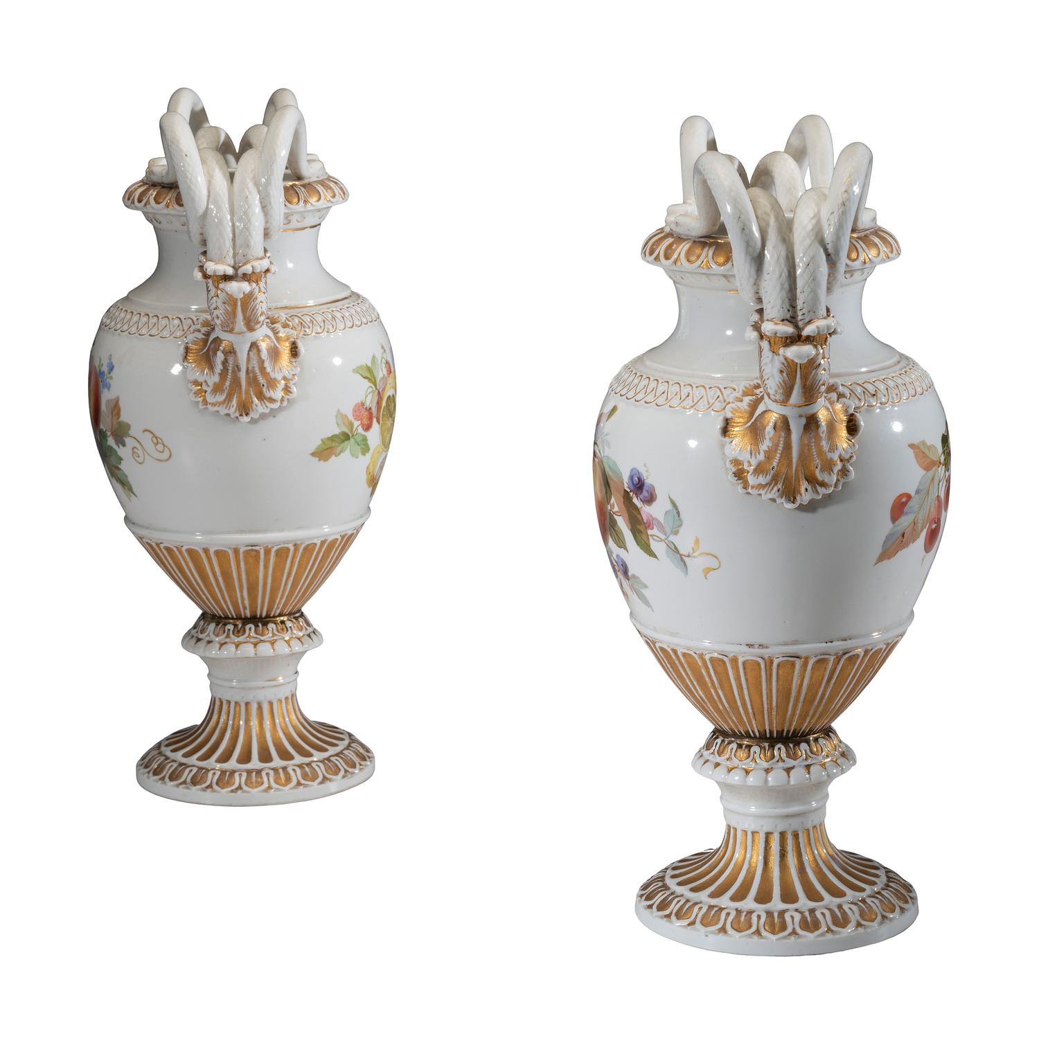 A Pair of Meissen Porcelain Urns