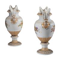 A Pair of Meissen Porcelain Urns