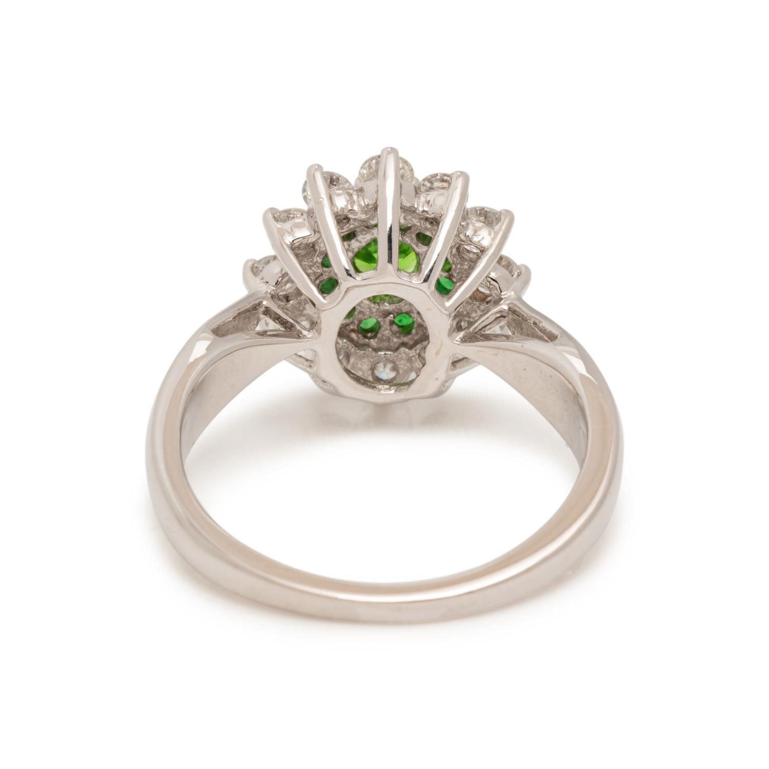 TSAVORITE GARNET AND DIAMOND RING