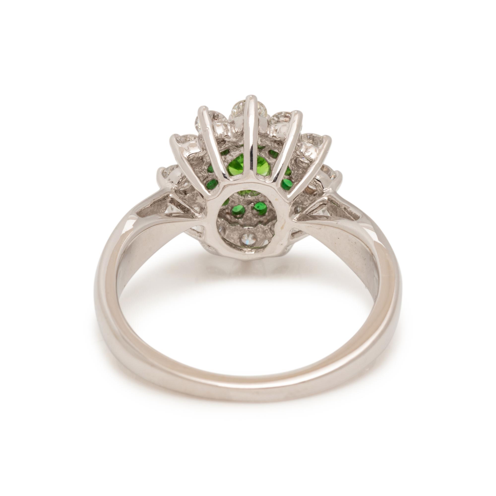 TSAVORITE GARNET AND DIAMOND RING