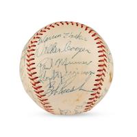 A 1955 Chicago Cubs Team Signed Autograph Baseball Including Early Career Ernie Banks Signature