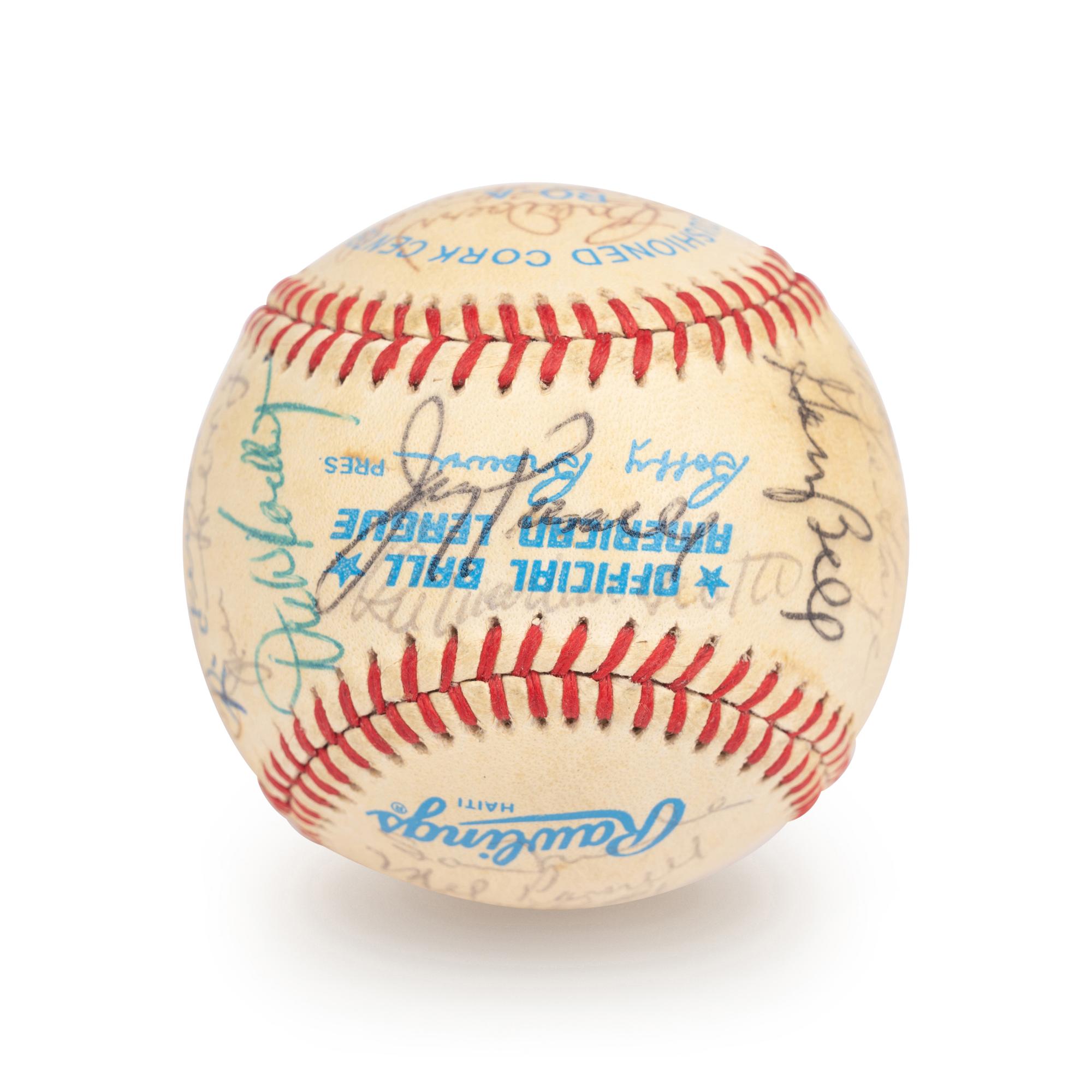 A Boston Red Sox Multi Signed Autograph Baseball With 29 Signatures Including Ted Williams (Beckett Authentication Services Letter BAS Certified),