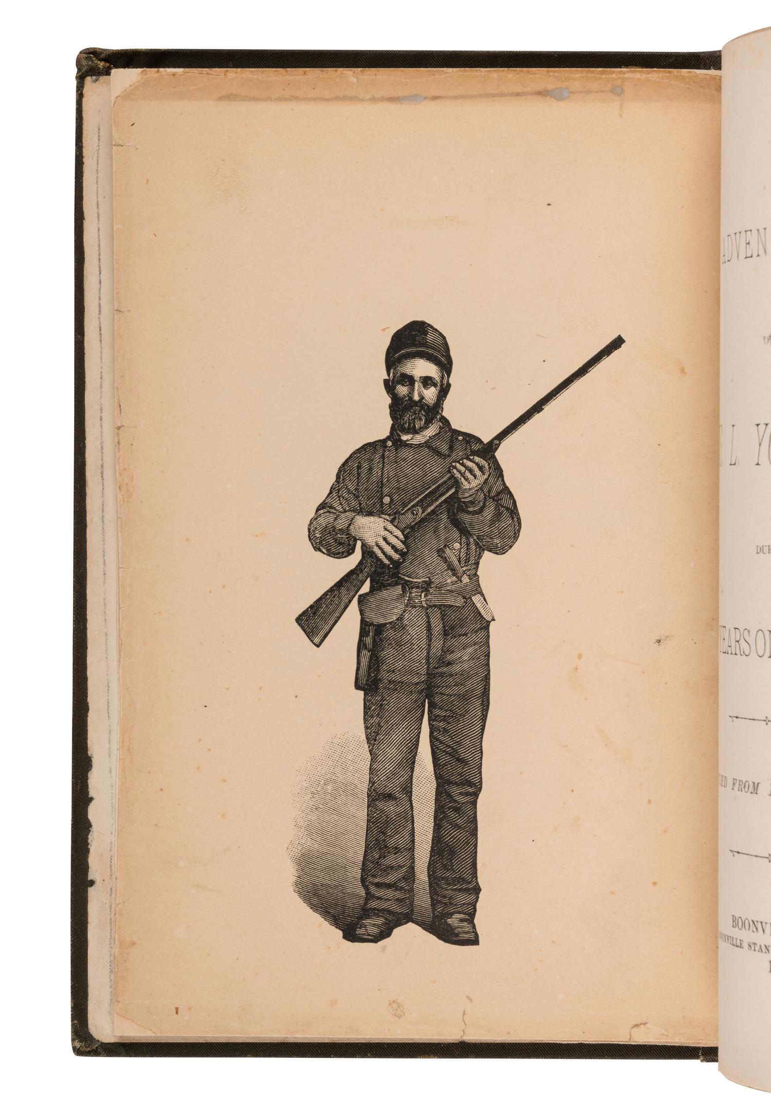 YOUNGBLOOD, Charles L. (1826-1922). Adventures of... During Ten Years on the Plains . Boonsville, IN: Boonville Standard Co., 1882.