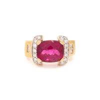 YELLOW GOLD, RUBELLITE AND DIAMOND RING