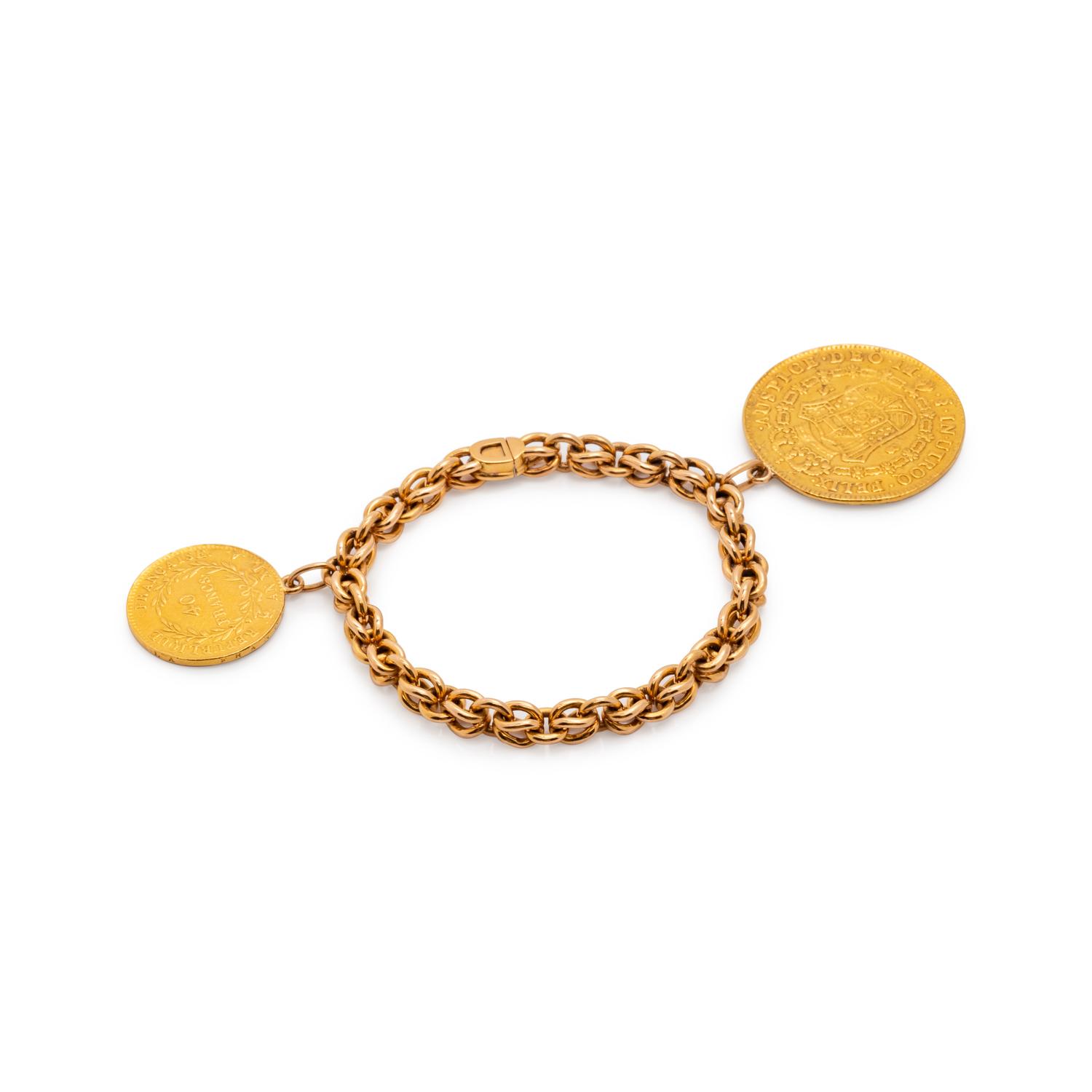 YELLOW GOLD AND COIN BRACELET