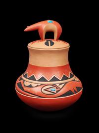 Polychrome Lidded Jar, with Kingman Turquoise