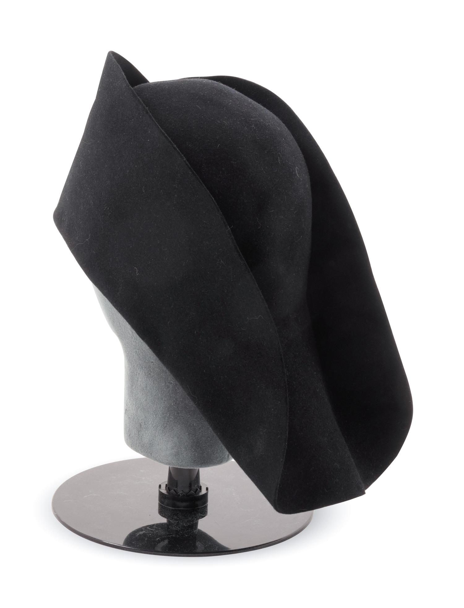 Two Pierre Cardin Black Felt Hats, 1960-70s