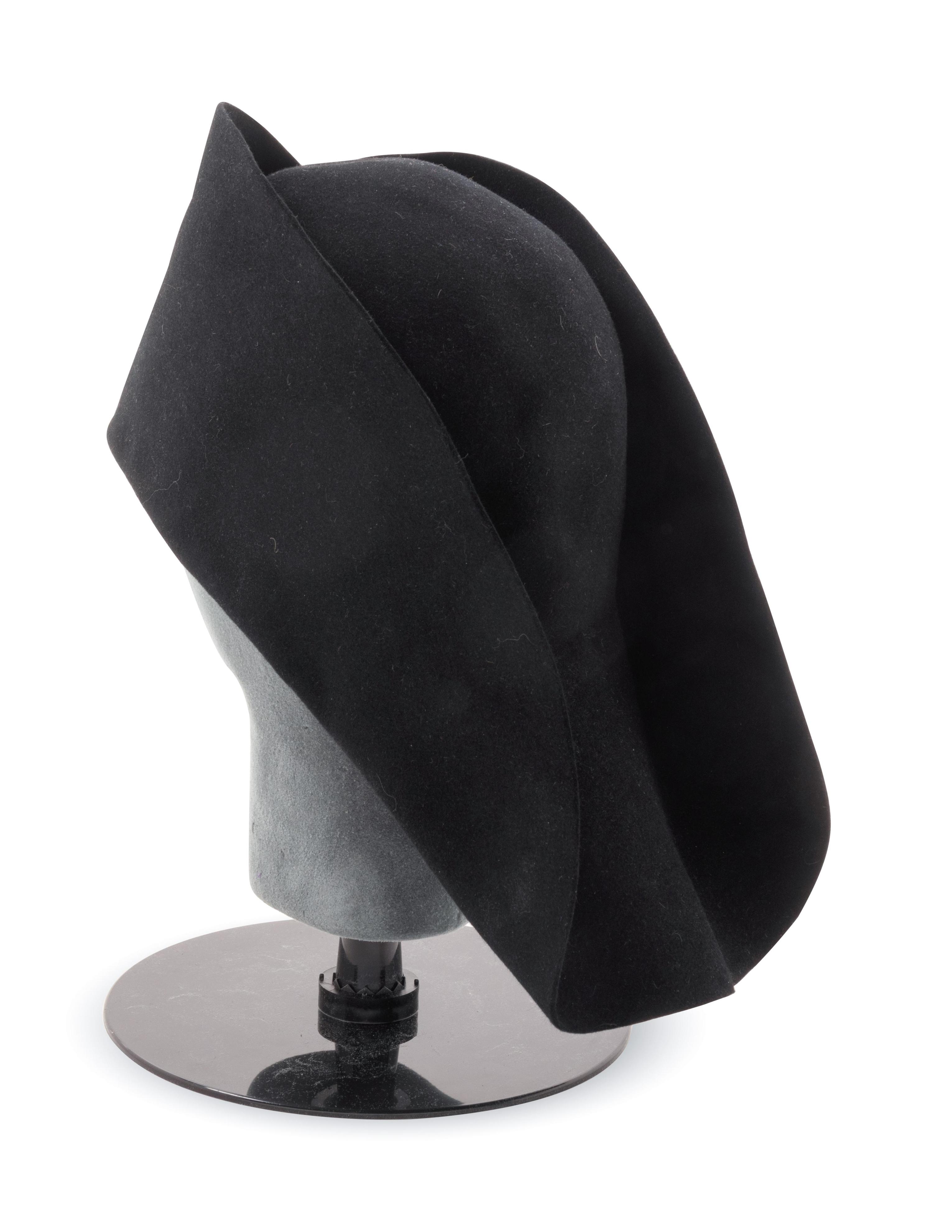 Two Pierre Cardin Black Felt Hats, 1960-70s