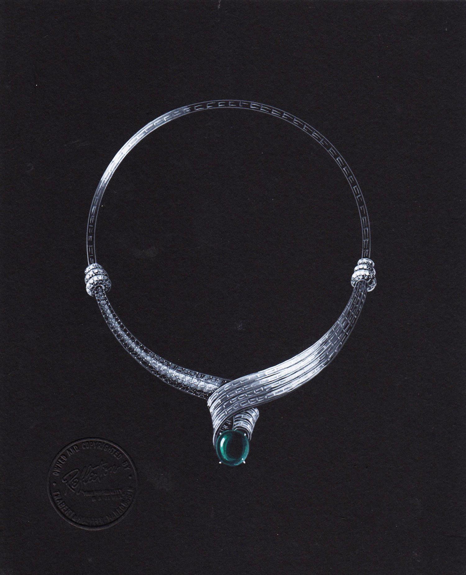 A Collection of Original Gouache on Paper Jewelry Designs by Anne Howe Geyer for Trabert & Hoeffer-Mauboussin,