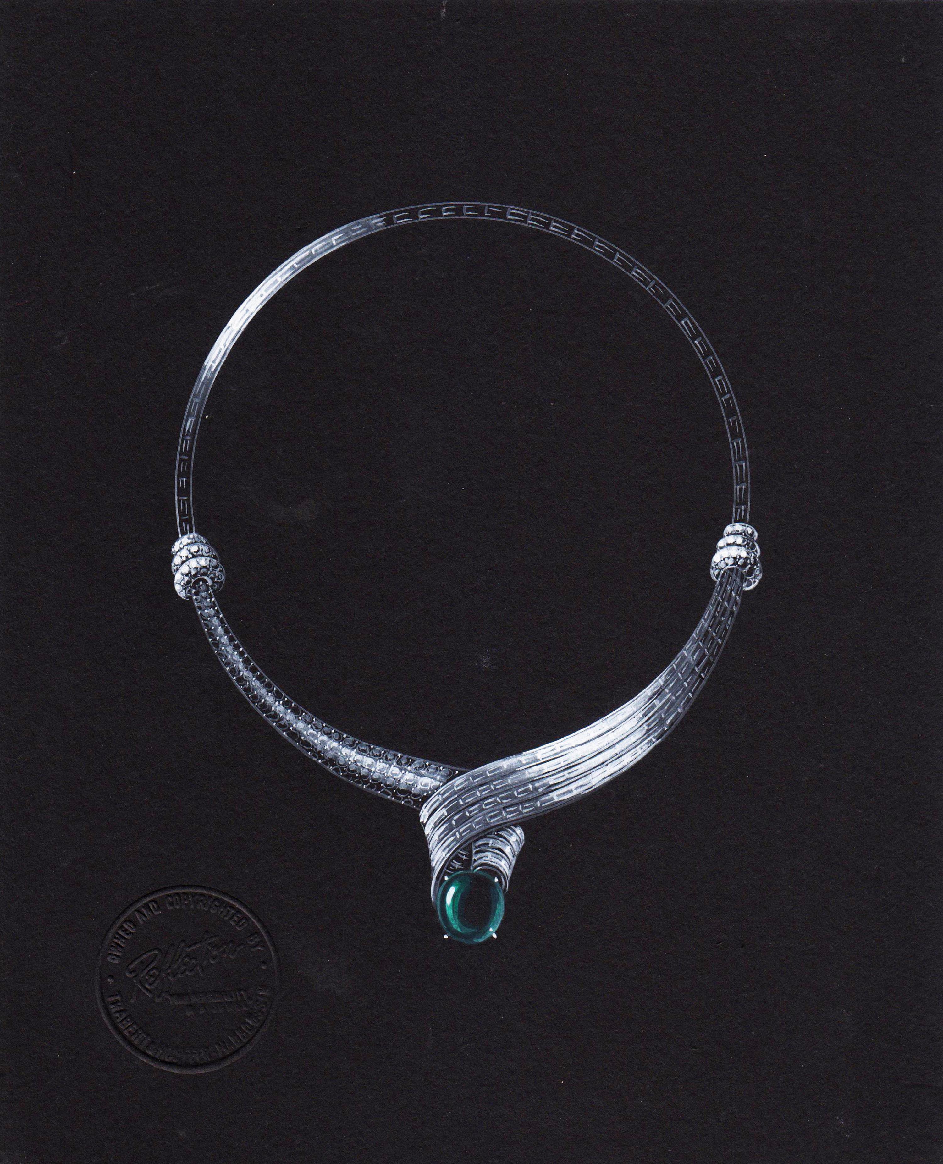 A Collection of Original Gouache on Paper Jewelry Designs by Anne Howe Geyer for Trabert & Hoeffer-Mauboussin,