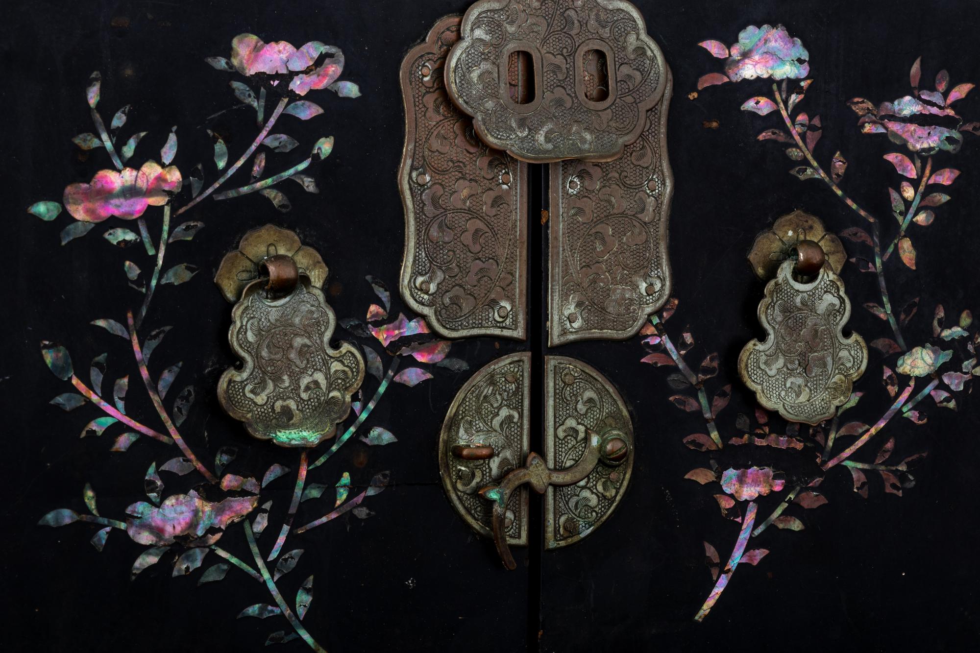 Two Small Chinese Mother-of-Pearl Inlaid Hardwood Chests