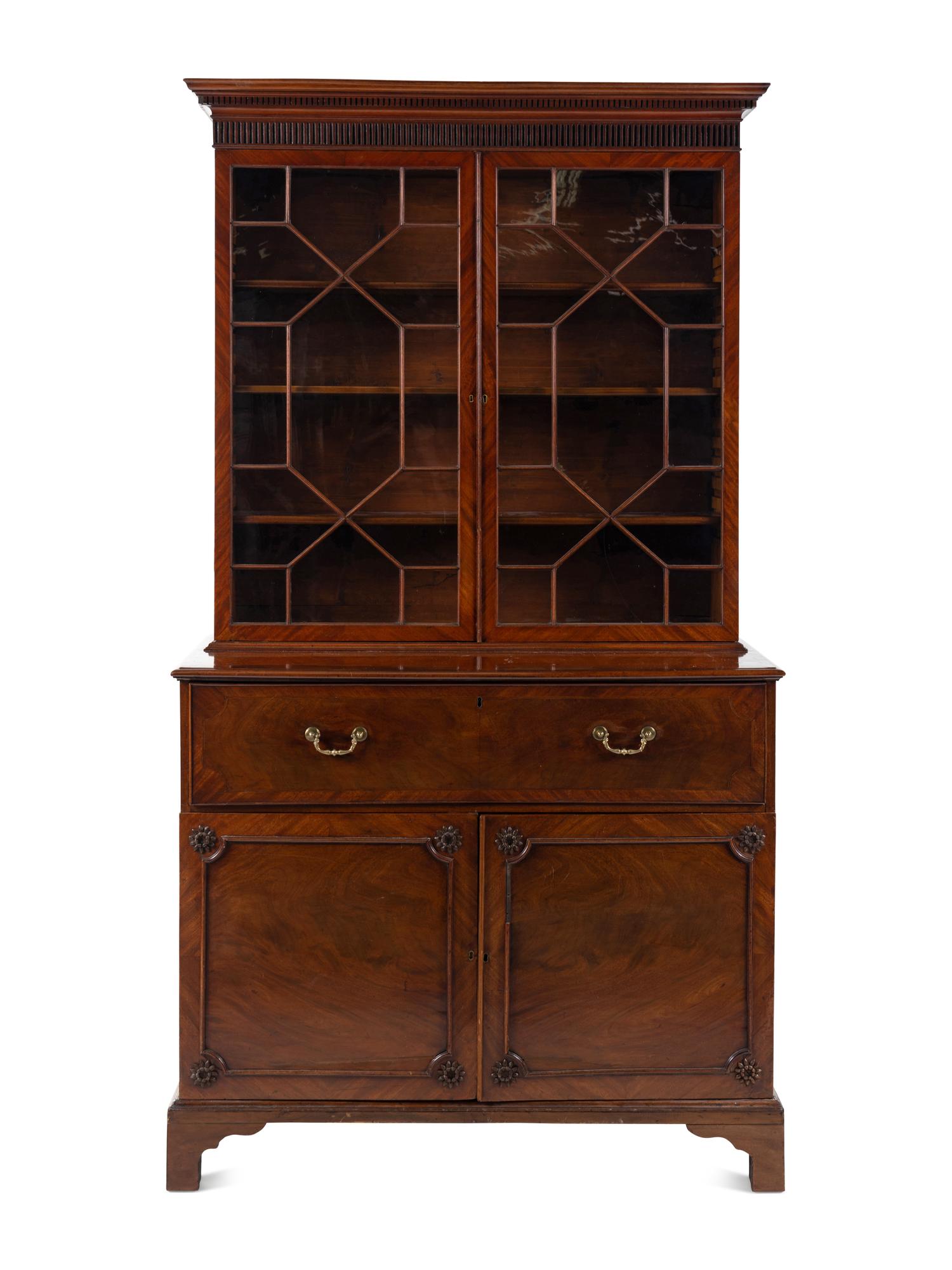 A George III Mahogany Bureau Bookcase