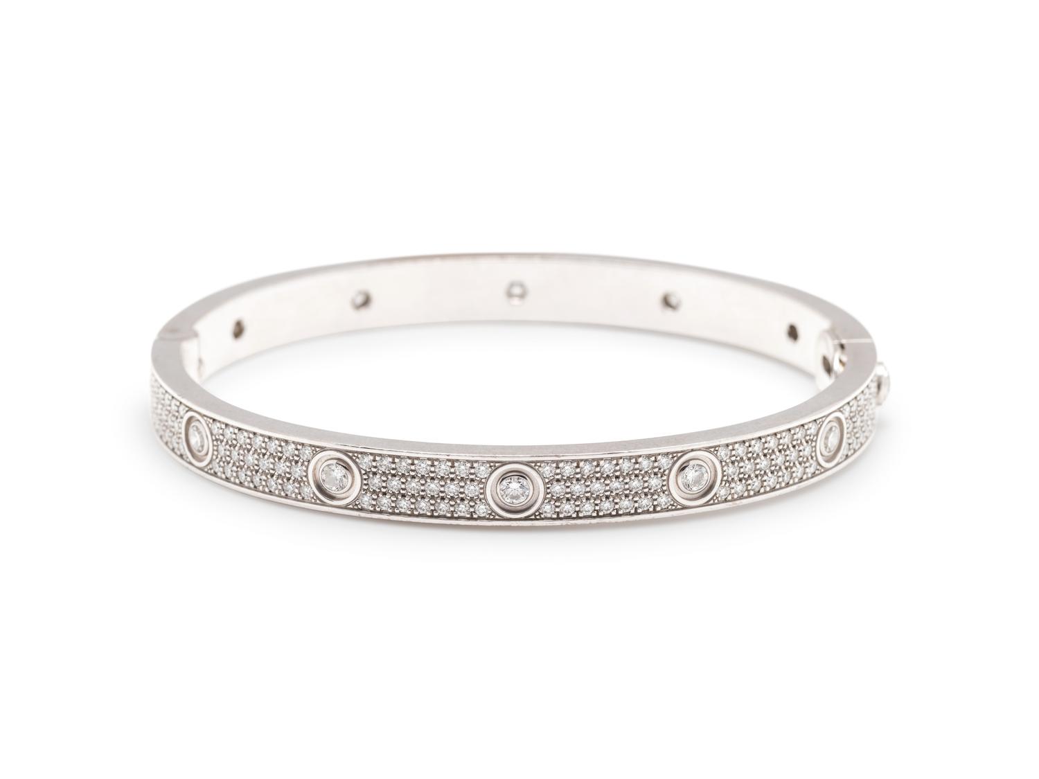 CARTIER, WHITE GOLD AND DIAMOND 'LOVE' BRACELET