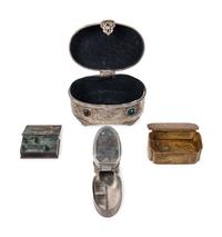 Four Chinese Metal Covered Boxes