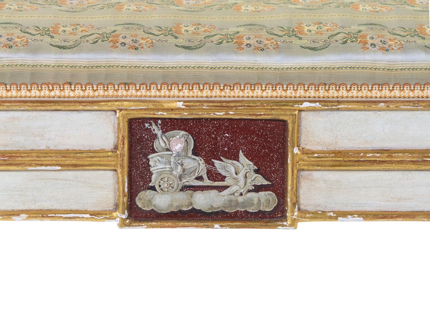 A Pair of Russian Parcel Gilt and White-Painted Window Seats