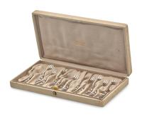 A Cased Set of Twelve Sterling Silver Cocktail Forks in the "Cherry" Pattern, Tiffany & Co., New York, NY, Late 19th / Early 20th Century