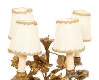 A Pair of Louis XVI Style Gilt Bronze and Marble Four-Light Candelabra