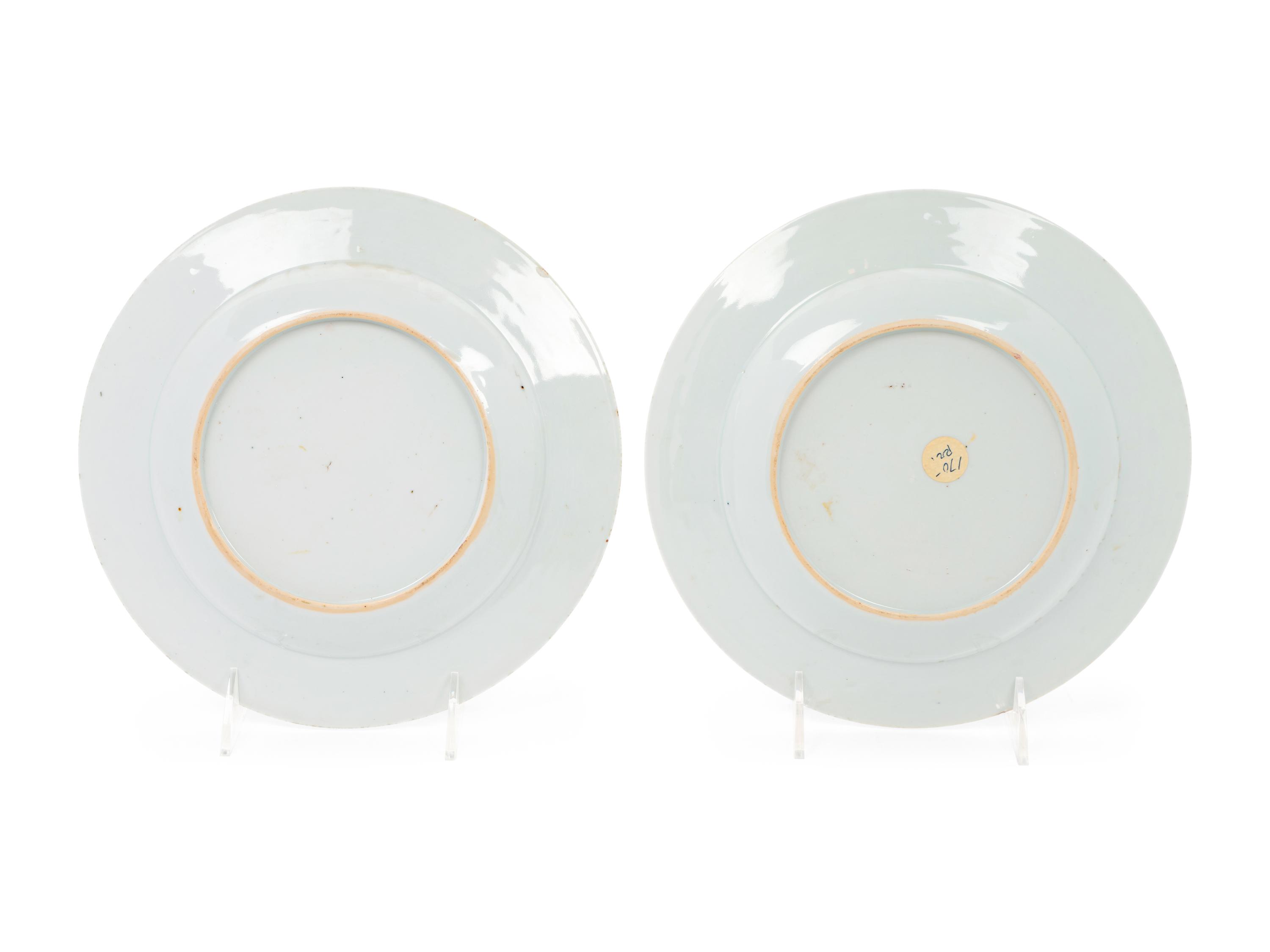 A Pair of Chinese Export Parcel Gilt Porcelain Plates