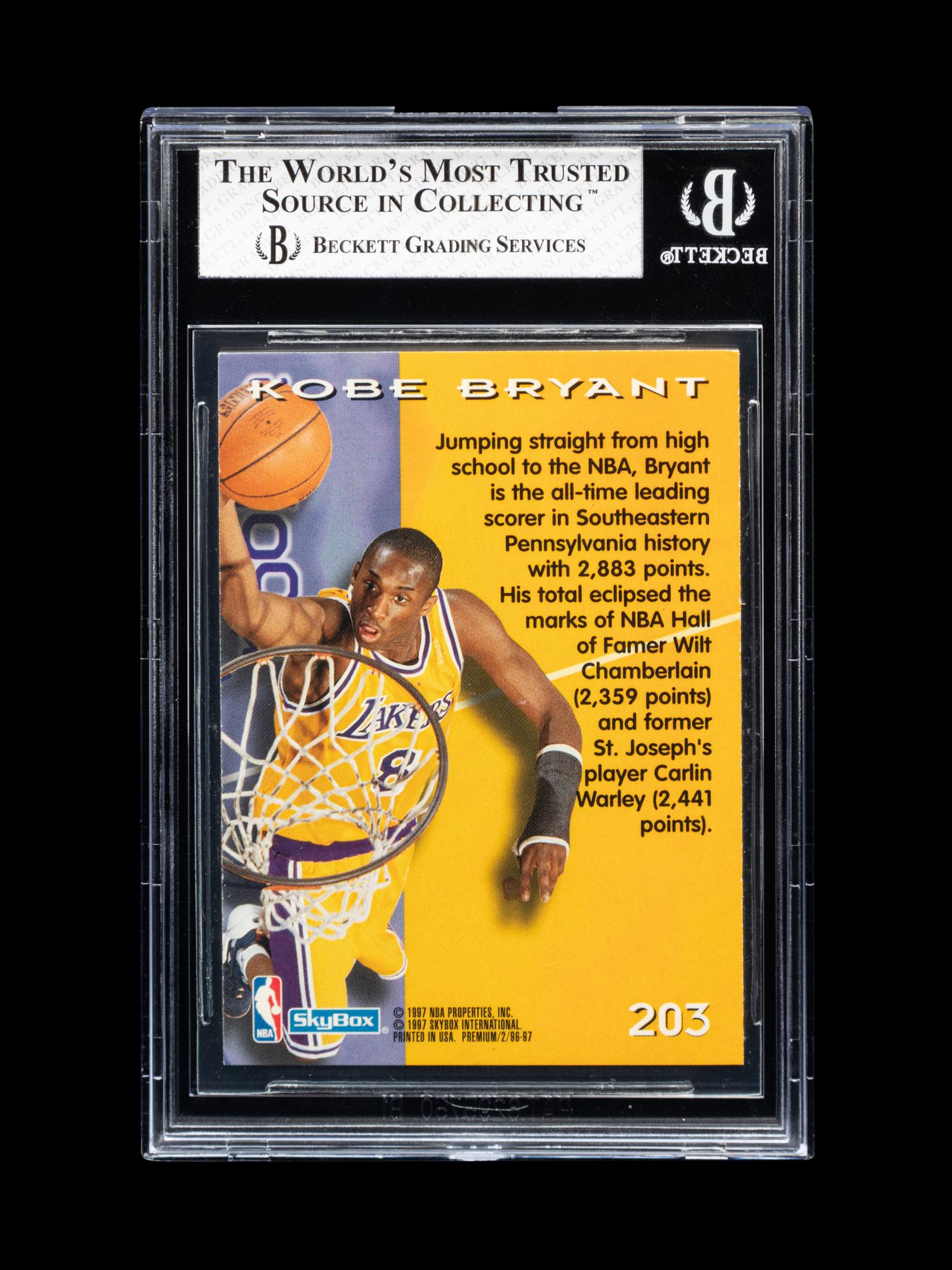 A 1996-97 Skybox Premium Rubies Kobe Bryant Rookie Basketball Card No. 203 (BGS 8 NM-MT)