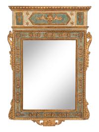 An Italian Neoclassical Painted and Parcel Gilt Mirror