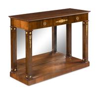 An Empire Style Glit Bronze Mounted Walnut Console Table