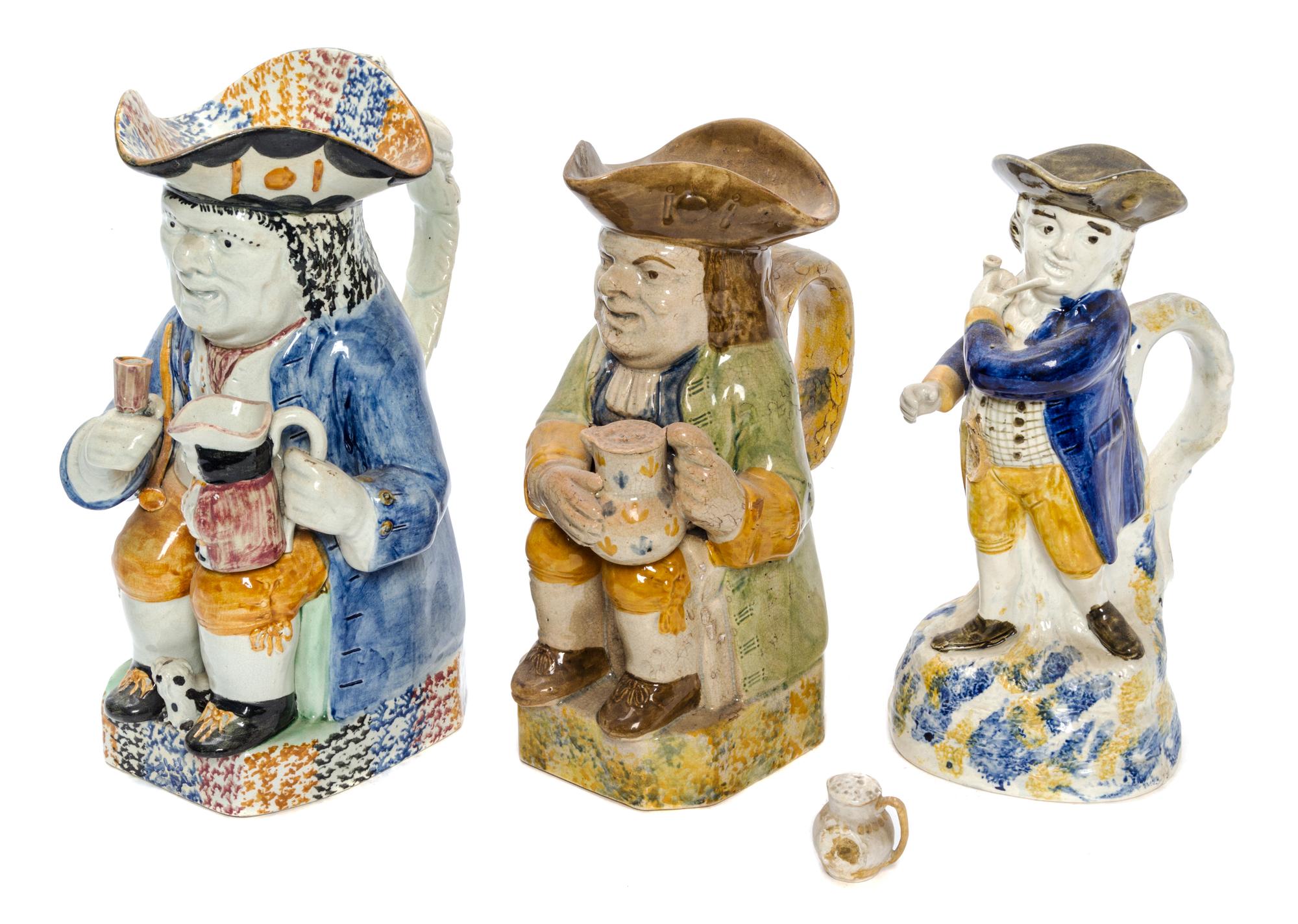 Three English Toby Mugs Height of tallest 10 1/2 inches. — 19TH CENTURY