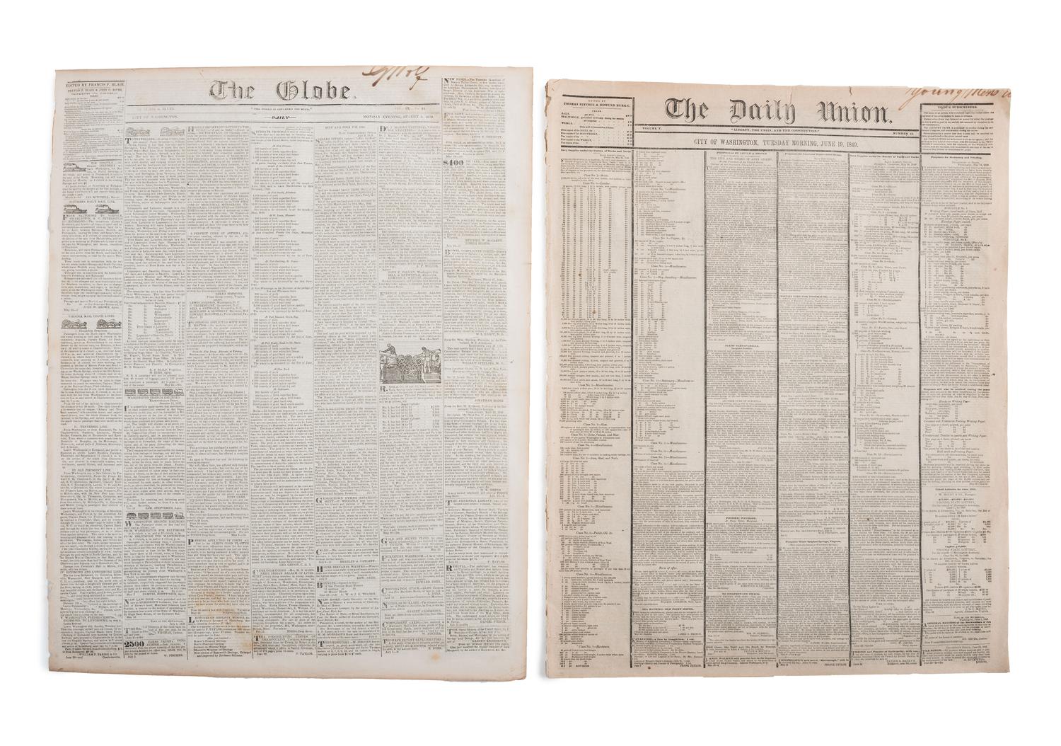 [SLAVERY & ABOLITION]. A group of 12 pre-Civil War newspapers with advertisements for for self-emancipated freedom seekers, comprising: