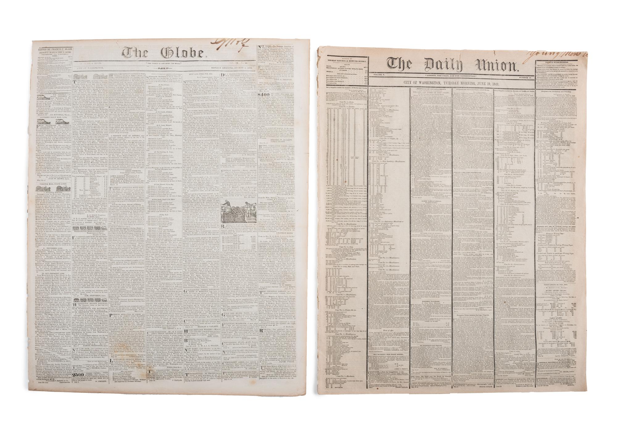 [SLAVERY & ABOLITION]. A group of 12 pre-Civil War newspapers with advertisements for for self-emancipated freedom seekers, comprising: