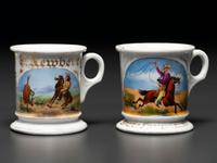 Two Cowboy's Porcelain Occupational Shaving Mugs