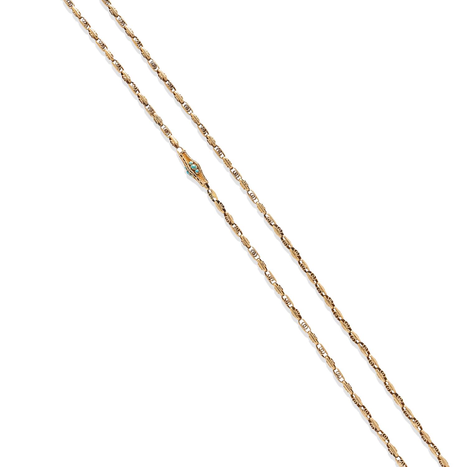 VICTORIAN, YELLOW GOLD FANCY LINK NECKLACE